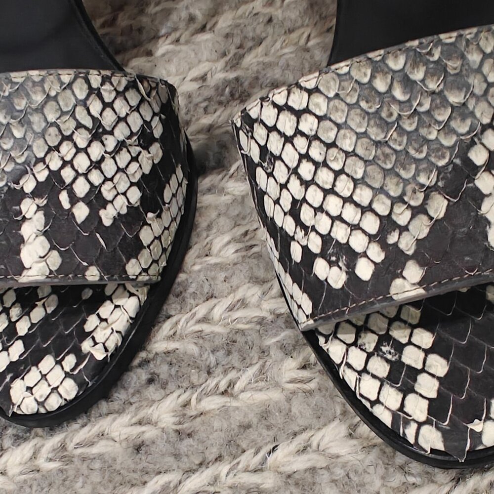 Vince Black Python Snake Embossed Leather Antonia… - image 4